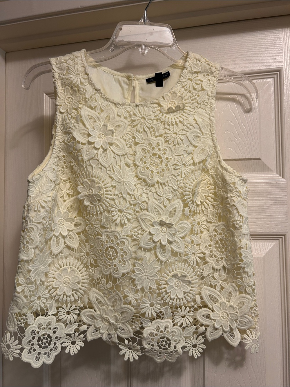 Topshop Yellow Floral Lace Shell Top